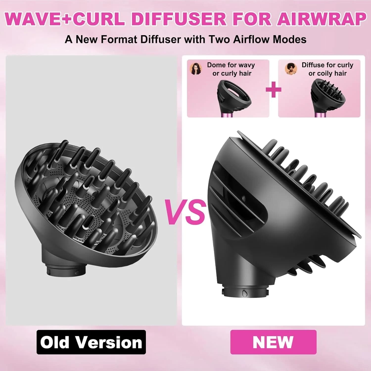 Fixation de diffuseur de boucles ondulées pour Dyson Airwrap, deux Modes diffuses de dôme de flux d'air pour diffuseur de cheveux Airwrap HS01/05 pour cheveux secs
