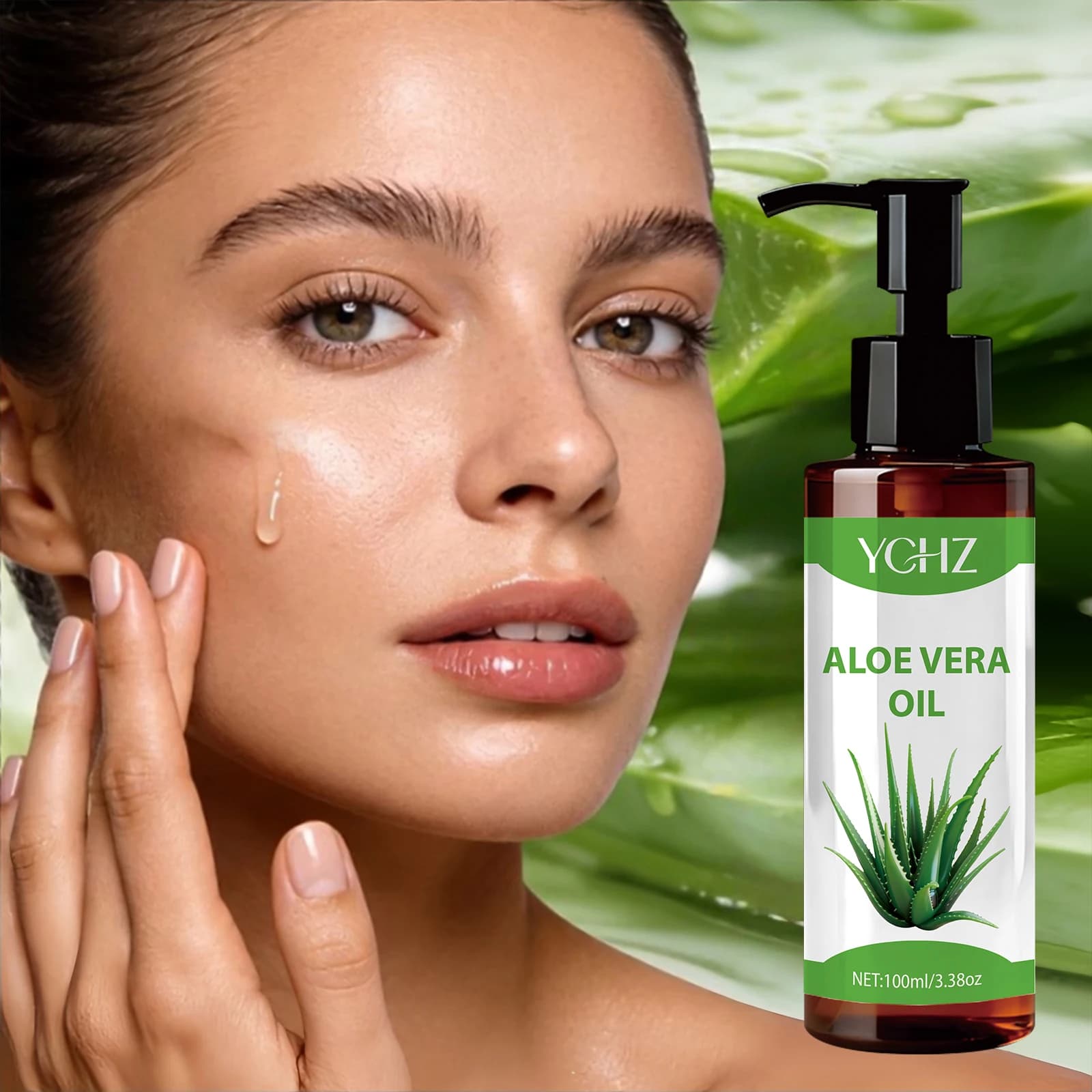 Huile d'aloe vera 100% naturelle - Formule à absorption rapide et non grasse, adaptée au visage, au corps, aux ongles, aux cheveux, aux cils, au massage, au diffuseur