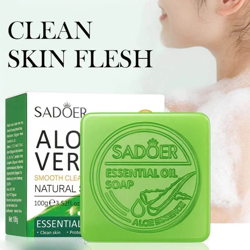 Savon facial à l'aloe vera Sadoer, mousse nettoyante pour le visage, nettoyant facial hydratant, raffermissant, hydratant, contrôle du sébum, savon artisanal pour le bain du corps