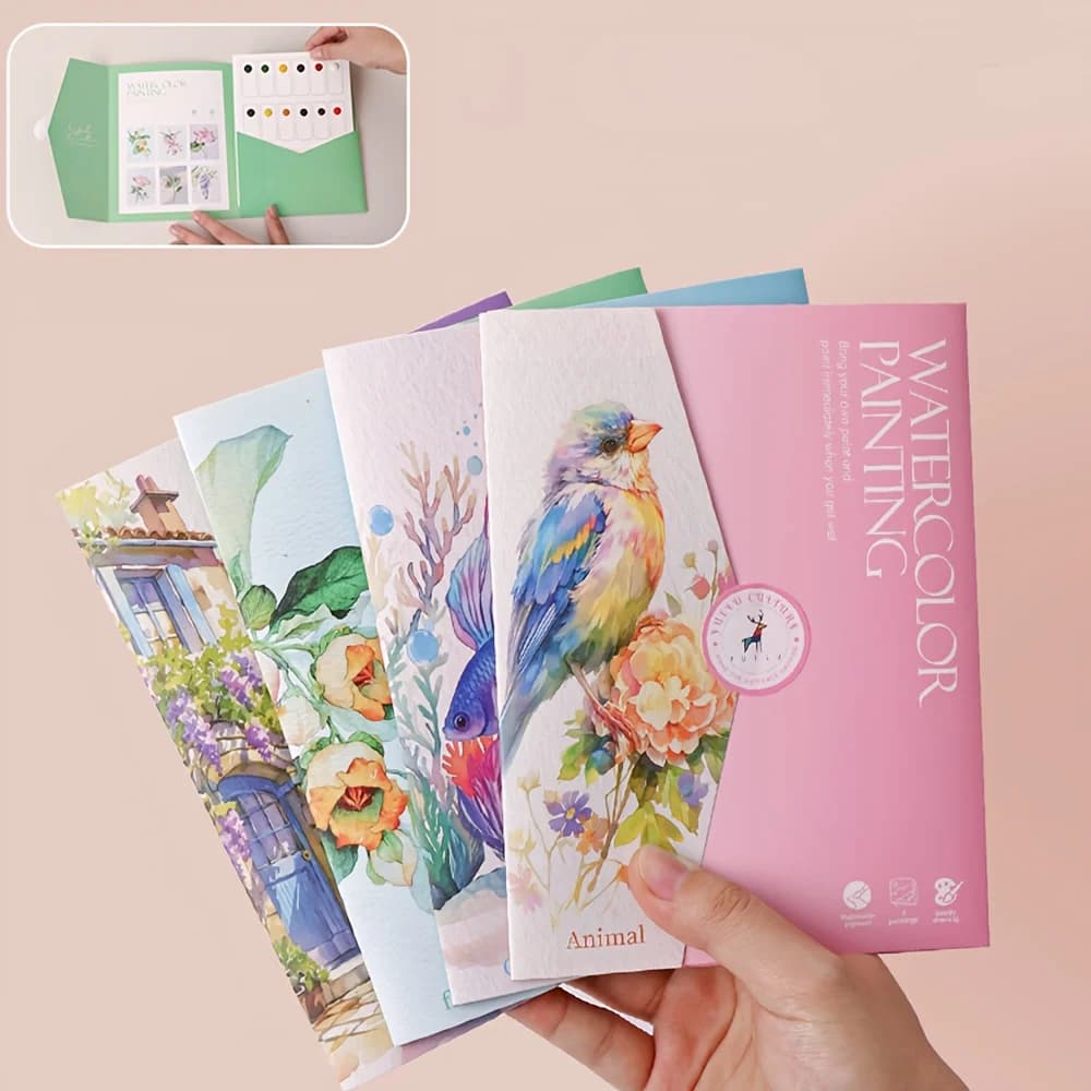 Ensemble de cahiers d'exercices d'aquarelle pour débutants, avec pinceau, fournitures artistiques et outils d'artisanat, cadeau idéal pour les amateurs de peinture