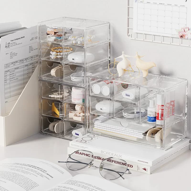 Boîte de rangement multifonctionnelle pour cosmétiques, produits de soins de la peau, bijoux, maquillage