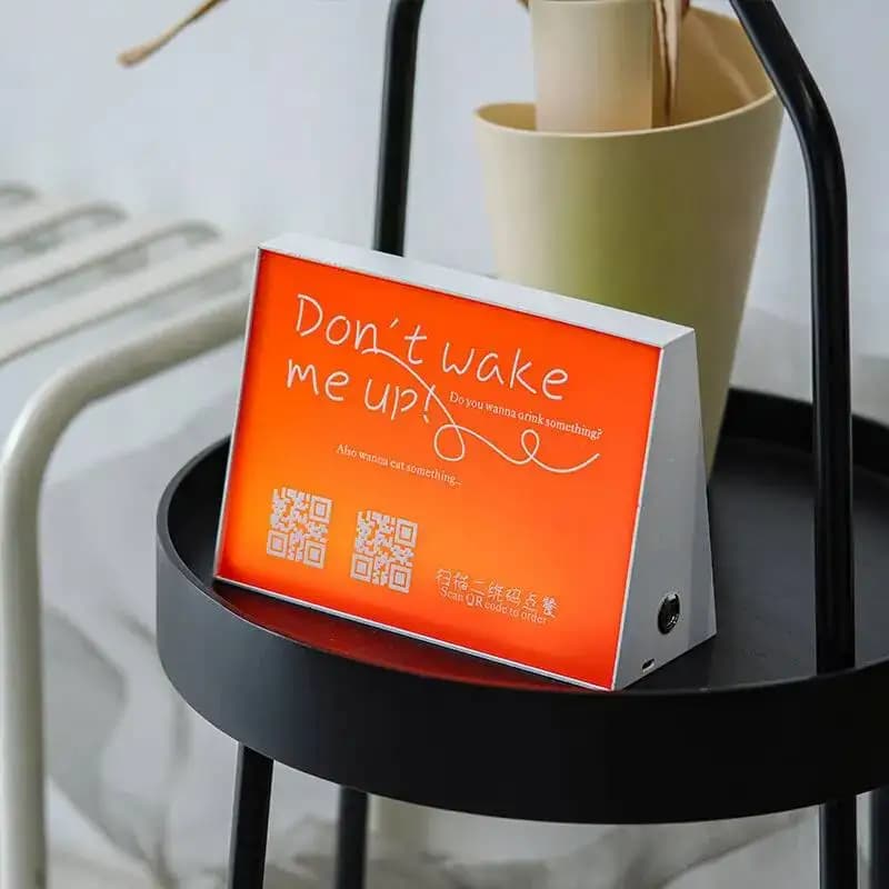 Support de paiement de Code QR lumineux en acrylique