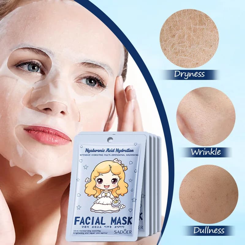 10 pièces SADOER acide hyaluronique collagène masque Facial soins de la peau hydratant masques faciaux coréen