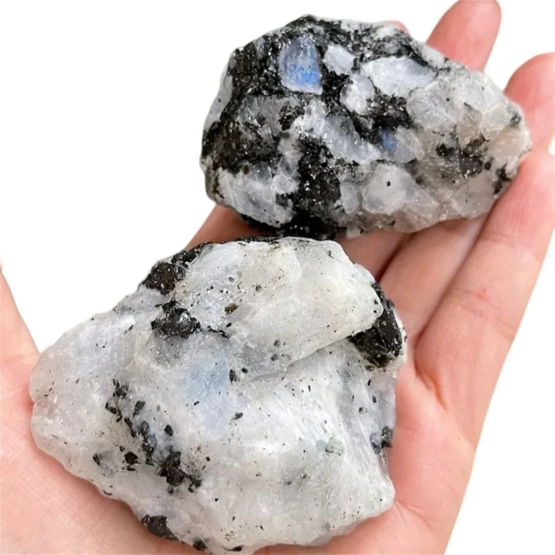 Pierre de lune arc-en-ciel naturelle 40g/120g/240g, pierre brute minérale, pierre noire et blanche, bonsaï de jardin pour aquarium, décoration de la maison, cadeau