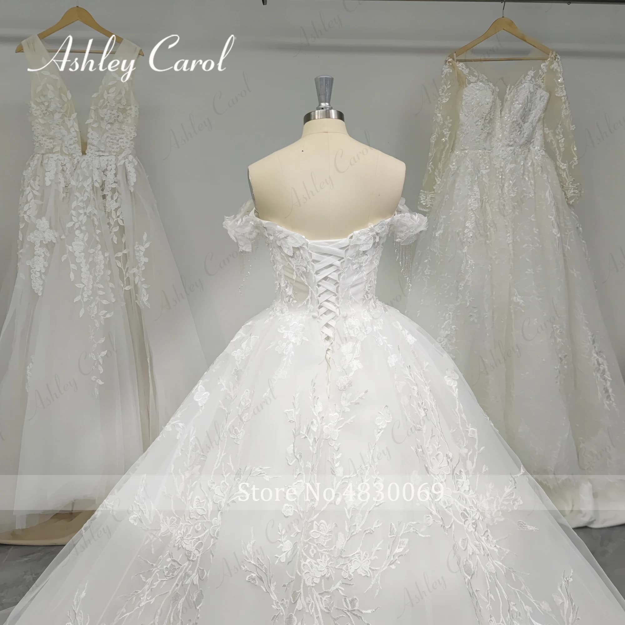 Ashley Carol robe De mariée trapèze pour femmes photos réelles chérie perles fleurs broderie robe De mariée robes De Novia