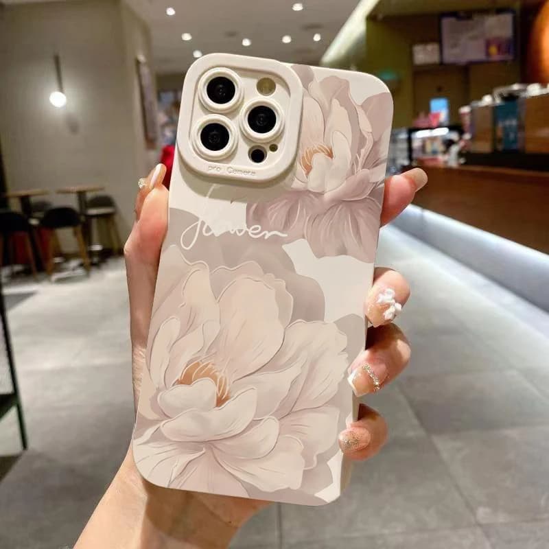 Coque de téléphone à fleurs avec peinture à l'huile