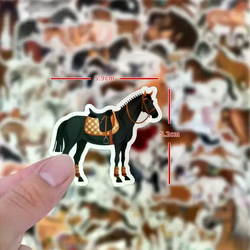 Charmants autocollants de dessin animé de cheval au galop