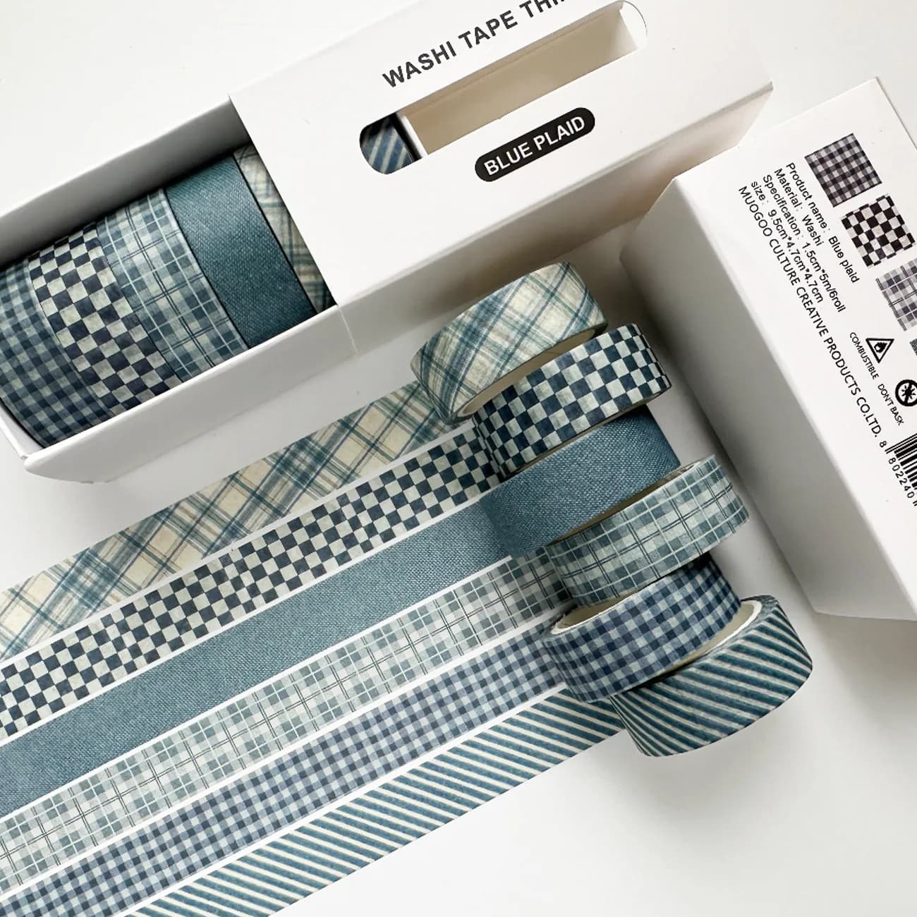 6 rouleaux/boîte Ruban adhésif washi à carreaux rétro pour carnet DIY