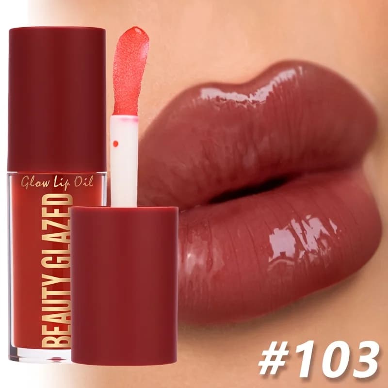 BEAUTY GLAZED 4 couleurs huile à lèvres hydratante brillant à lèvres huile lumineuse brillant à lèvres liquide brillant à lèvres, rehausseur de lèvres naturel