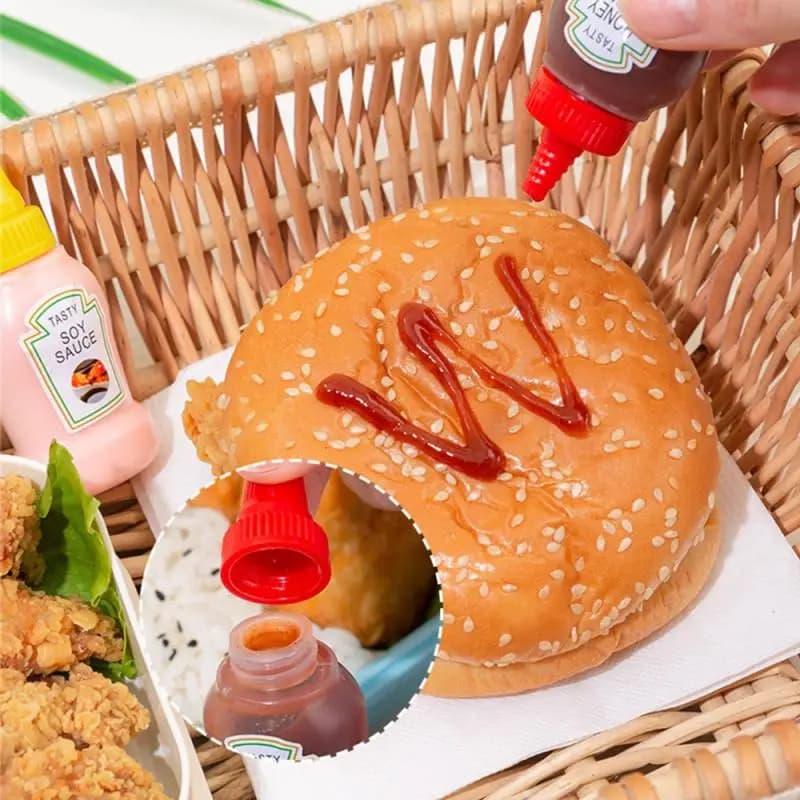 Bouteille de Sauce à presser multifonctionnelle pour assaisonnement, récipient à salade couvert, bouteille à presser Portable à nez aiguille pratique