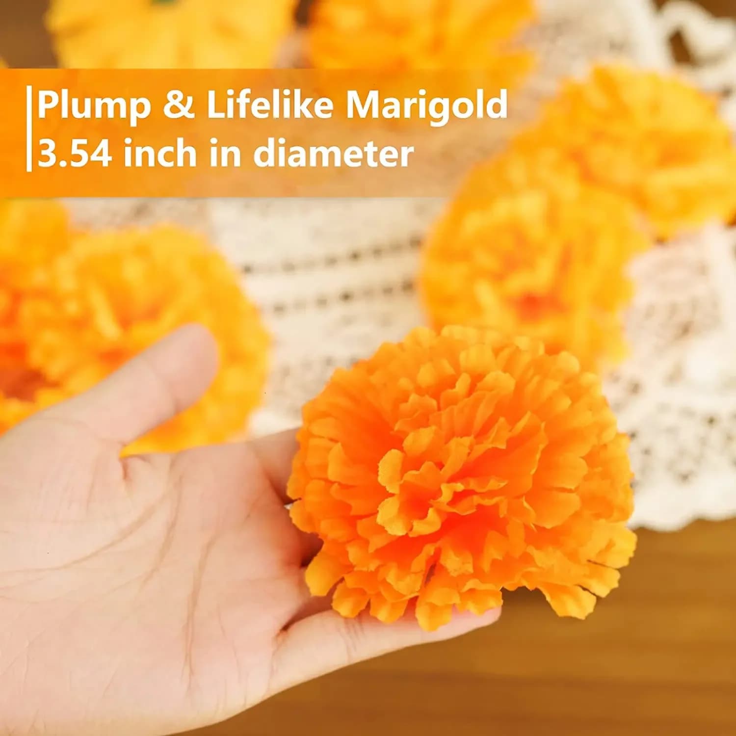 Fleurs artificielles pour guirxiété de souci, décor de châssis Dia de Los Muerchassis, décorations d'autel, jour de la fréquence