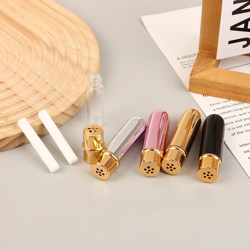 Inhalateur Nasal Huiles Essentielles Aromathérapie Tube en Aluminium 5ml Rechargeable DIY Bien-être Relaxation Soulagement du Stress Naturel Portable
