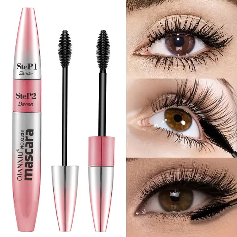 Mascara 2 en 1 imperméable longue durée, allongeant et recourbant, anti-bavures, double effet, cosmétiques de maquillage pour cils pour femmes