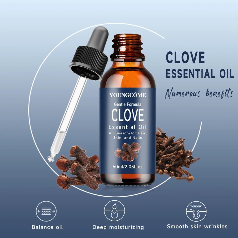 Bouteille d'huile essentielle de clou de girofle, soin du visage brillant, réparation hydratante, Anti-âge et d'arômes organiques naturels, huile essentielle