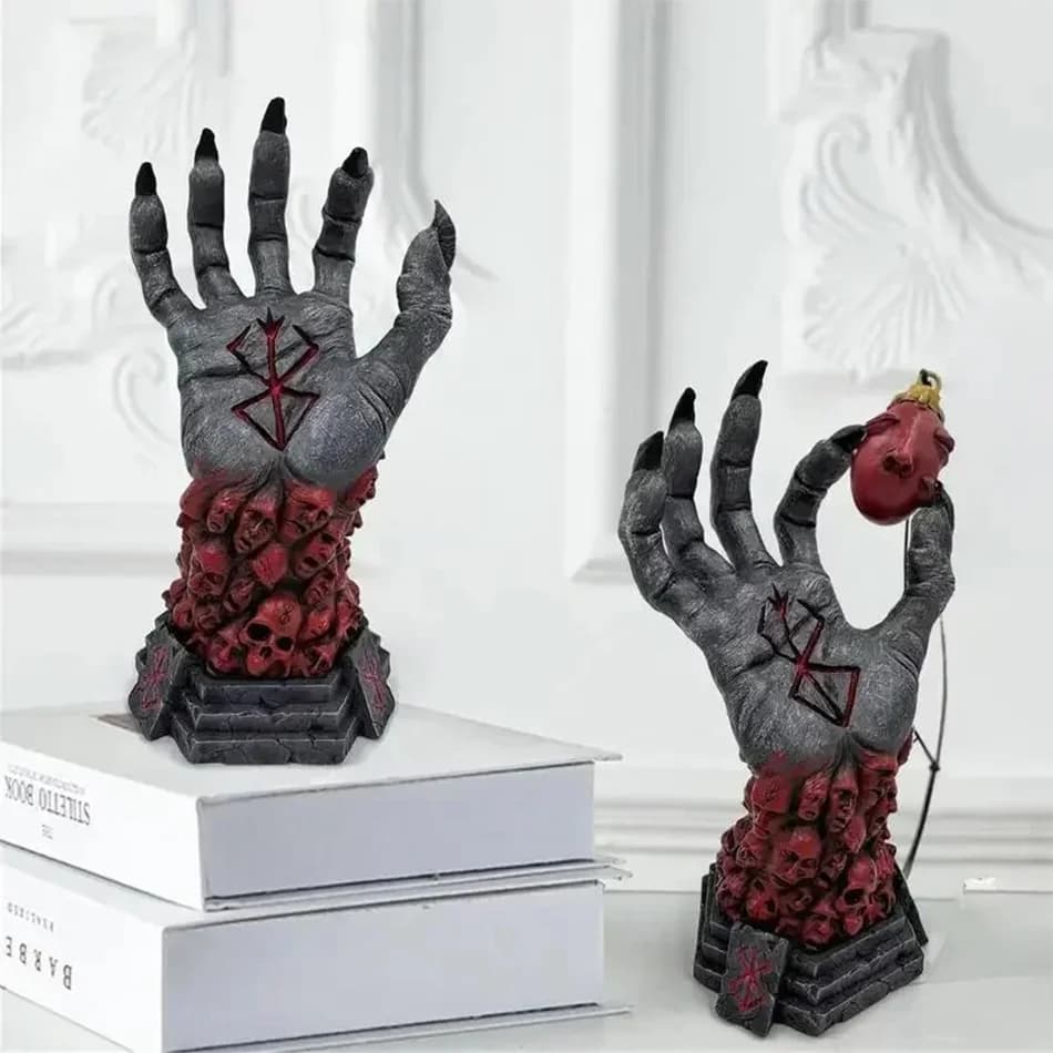 Diable main droite rampage crâne Rune dieu fou mort résine artisanat Statue décoration de la maison accessoires 1 pièces