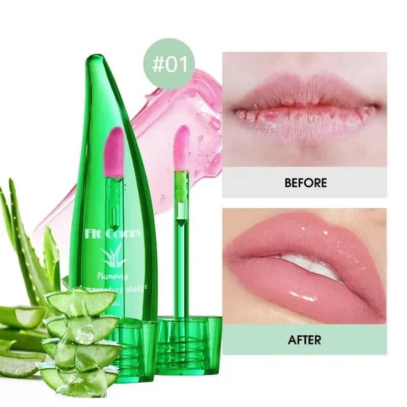 Brillant à lèvres à l'aloe Vera, huile repulpante au Chili, hydratant longue durée, couleur thermochromique, huile chaude et colorée pour les lèvres