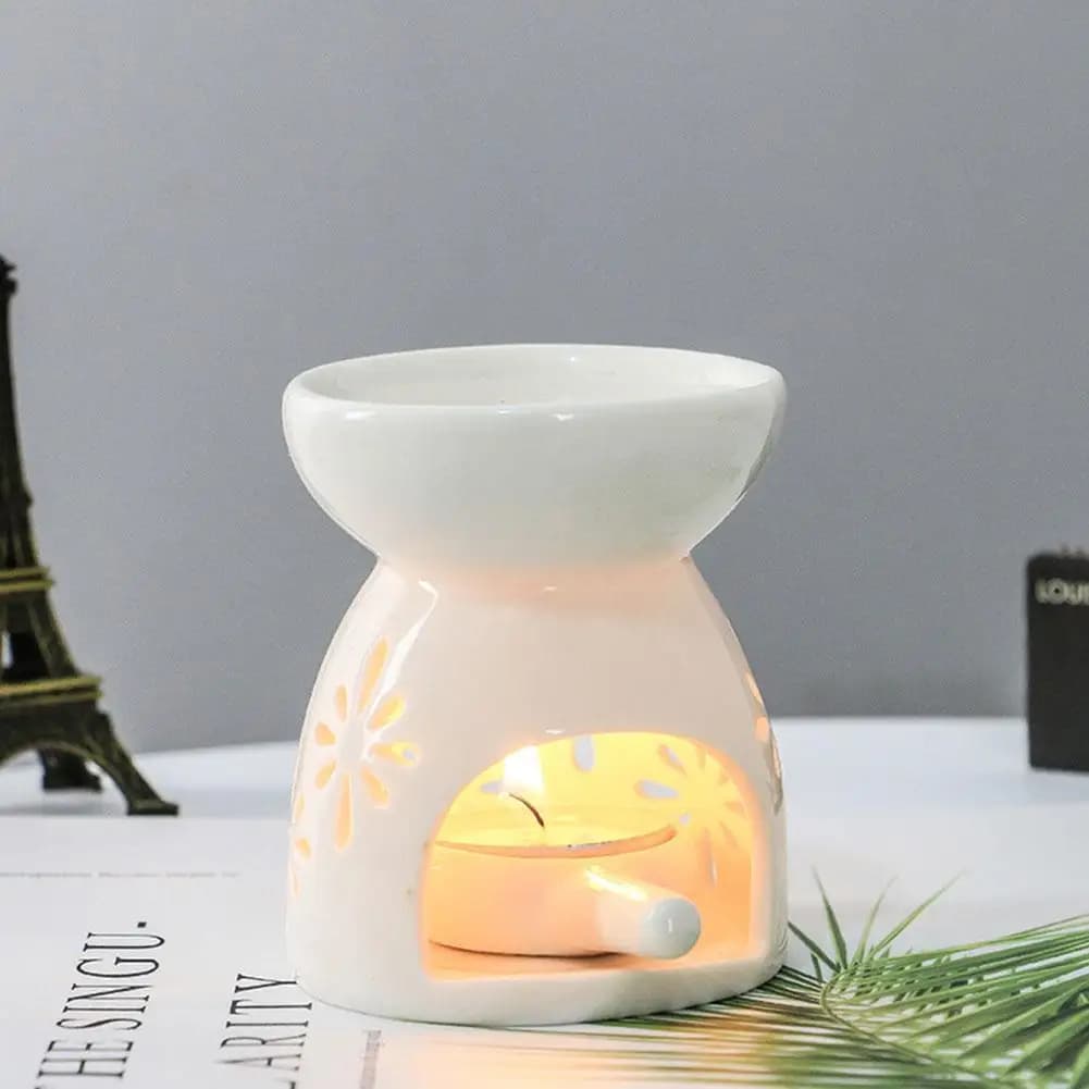 Brûleur d'encens en céramique blanche, bougie d'huile essentielle, diffuseur d'aromathérapie, poêle chauffant creux, décoration de maison du moyen-orient, ornement
