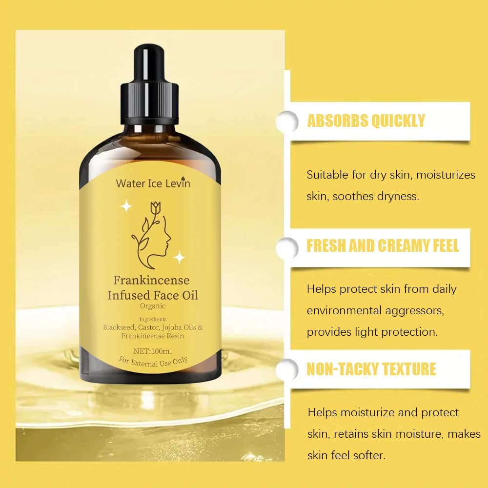 Huile faciale à l'encens - Hydrate et nourrit le visage et le corps | Sans alcool et contient de la glycérine | Convient à tous les types de peau | Convient pour le massage, la douche et la