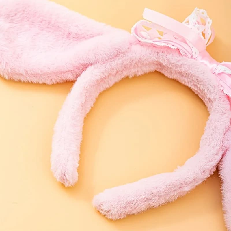 Adorable bandeau oreilles cannelle avec nœud, couvre-chef de chiot moelleux pour femmes et filles, accessoire de Cosplay d'halloween