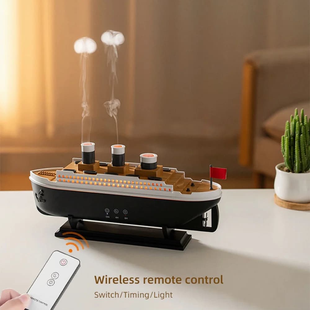 Humidificateur d'air de décoration de modèle de bateau Titanic, diffuseur d'huile essentielle de 250ml, anneau de fumée de méduse, diffuseur d'arôme en Spray pour la maison