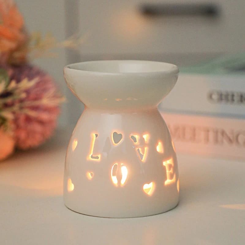 Brûleur d'encens en céramique blanche, bougie d'huile essentielle, diffuseur d'aromathérapie, poêle chauffant creux, décoration de maison du moyen-orient, ornement