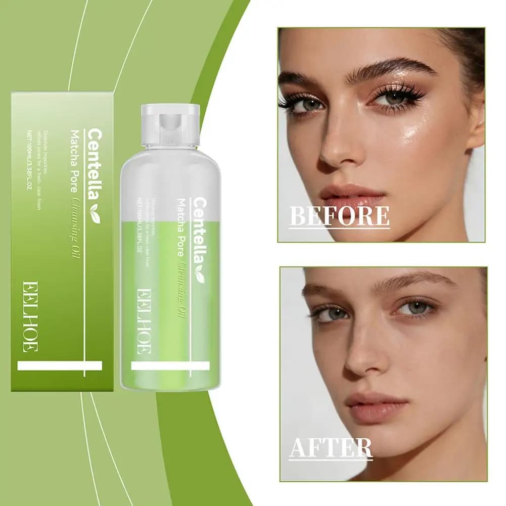 Huile nettoyante au matcha 100ml, démaquillant doux et non irritant, nettoie le fond de teint et les fards à paupières