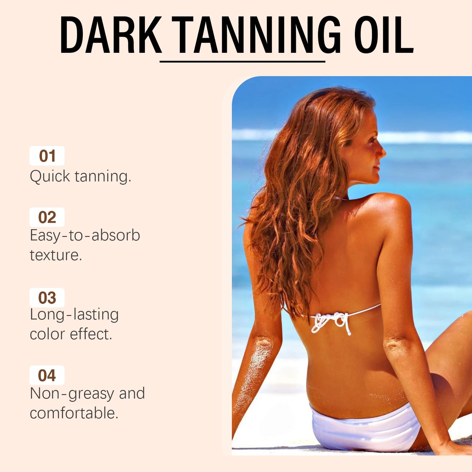 O ​ CEAURA huile de bronzage foncée de noix de coco bronzante longue durée en plein air été plage marron longue durée sans soleil faux Tan Lotion pour le corps 100m