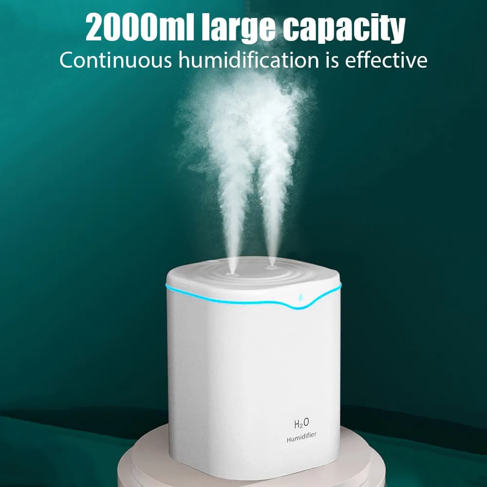 Humidificateur à double pulvérisation de grande capacité 2L, USB, diffuseur d'arôme de bureau et de maison, purificateur de brume, huile essentielle, humidificateur d'air