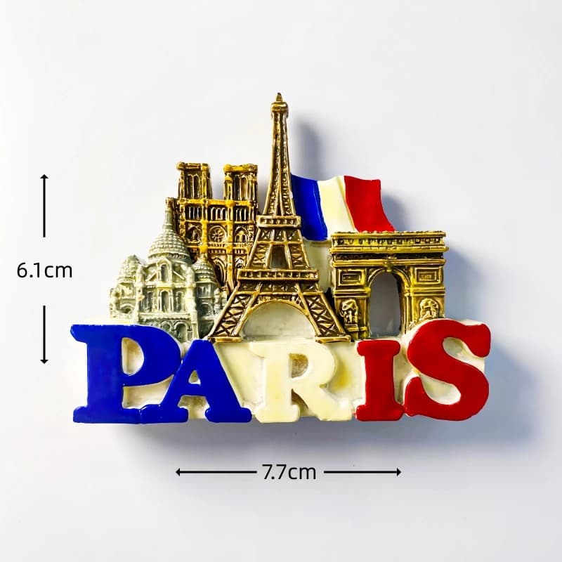 France, Paris, résine créative, dessiné à la main, Souvenir touristique, décoration 3D, artisanat, autocollants de réfrigérateur magnétiques, cadeaux