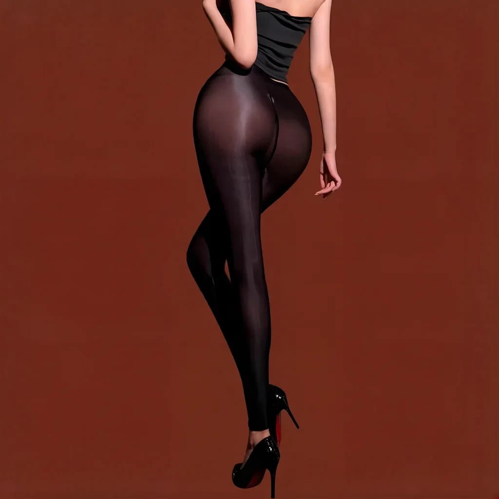 Pantalon fin pour femme, transparent, effet brillant, leggings moulants, pantalon crayon, élastique, lisse, amincissant, pantalon 7/8, collants de femme de chambre, grande taille
