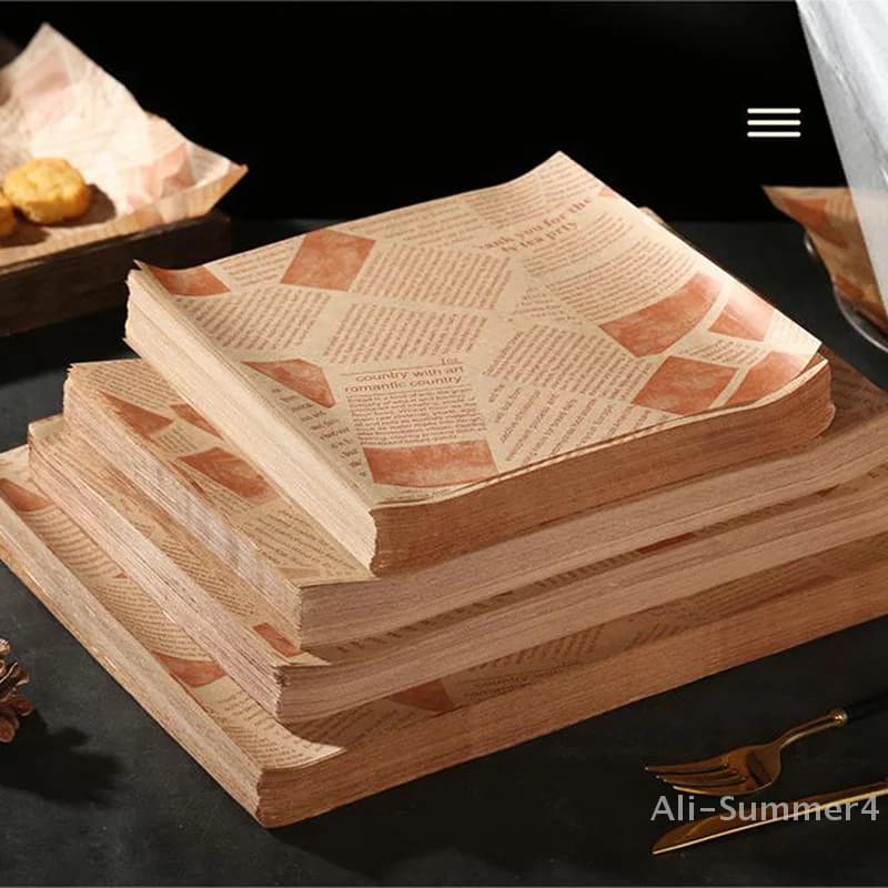 Papier résistant à l'huile pour emballer le Sandwich, emballage de hamburger, pain frit, friteuse, cuisson à l'air, assiette en papier, tapis, accessoires, 50/100 pièces
