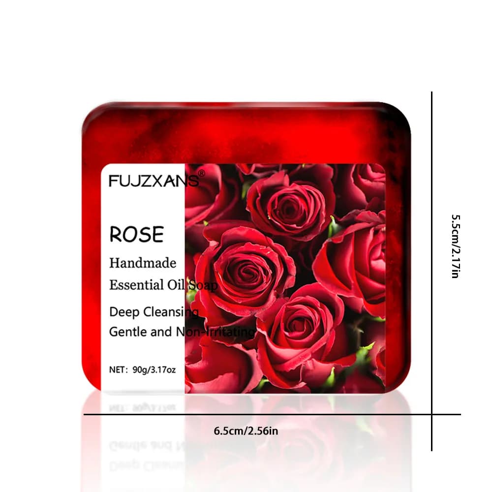 90g FUJZXANS Barres de savon aux huiles essentielles faites à la main - Rose, Jasmin, Thé vert, Calendula, Osmanthus, Lavande, Citron - 7 Longue durée