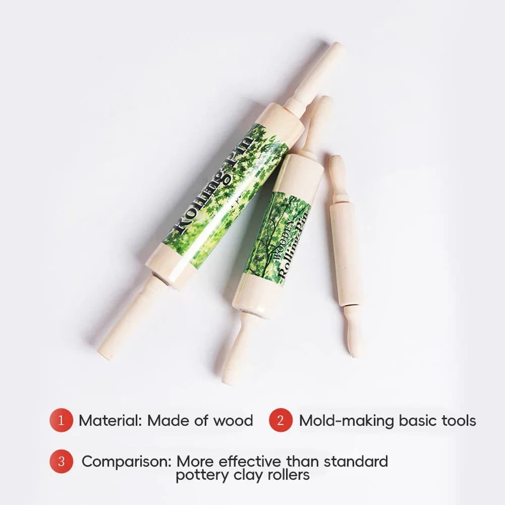 Rouleau à argile en bois pour la modelage de la pâte, outil de façonnage pour la poterie et la céramique