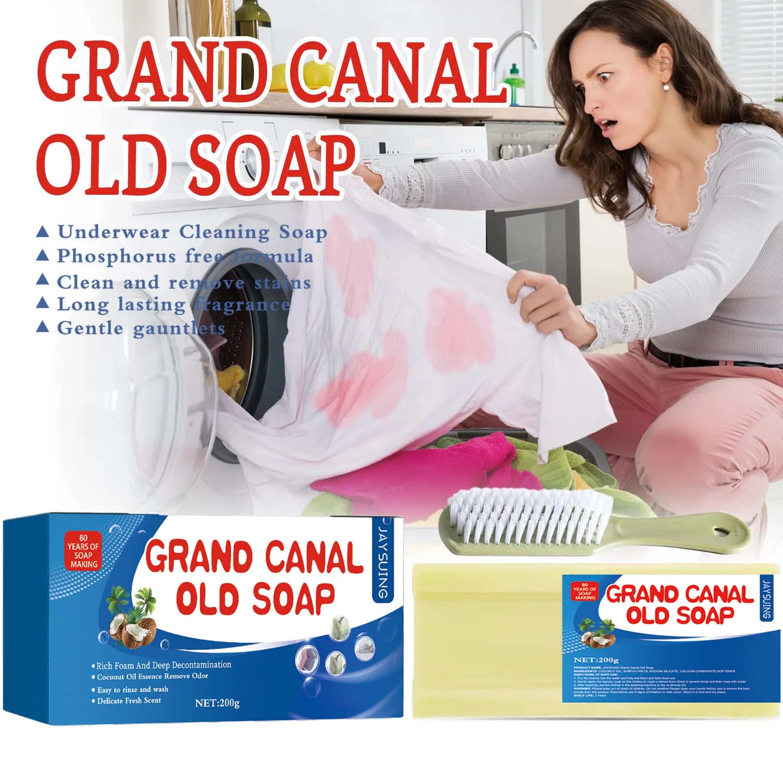 Barre de savon à lessive, détachant pour l'élimination des vêtements, nettoyage en profondeur, rinçage facile, mains Non endommagées, savon de lavage écologique pour sous-vêtements