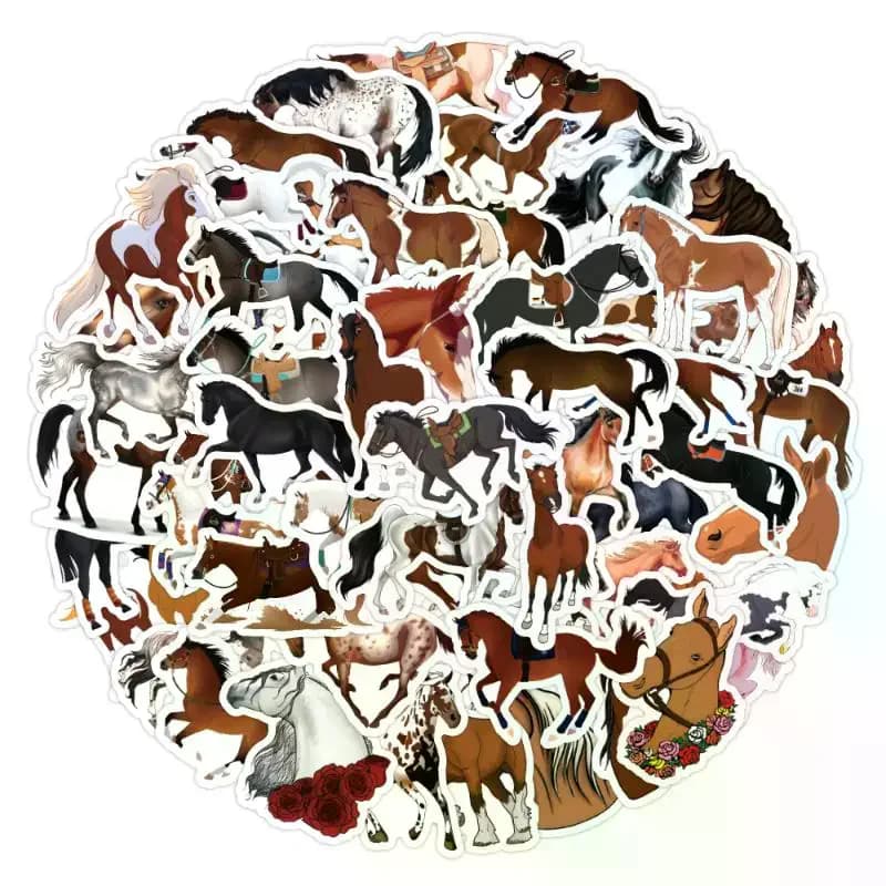Charmants autocollants de dessin animé de cheval au galop