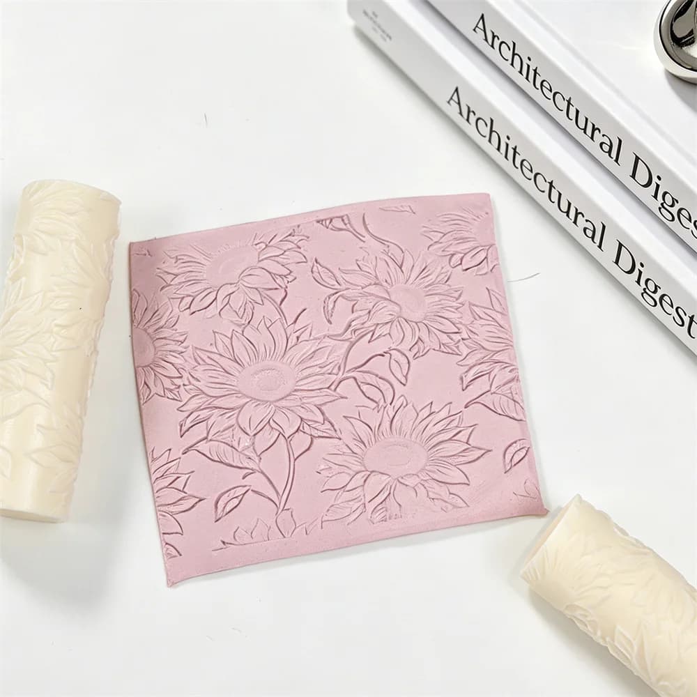 Rouleau à embosser motif tournesol, rouleau texturé floral pour la fabrication de bougies et de savons, rouleau pour pâte polymère, rouleau pour boucles d'oreilles en argile, création de bijoux