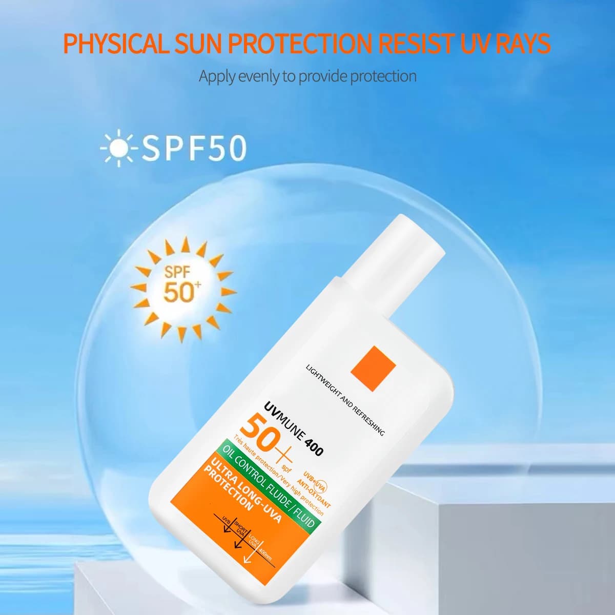 Crème solaire visage longue durée avec une protection UV élevée, rafraîchissante et hydratante, un produit 2 en 1 pour le soin de la peau et la protection solaire