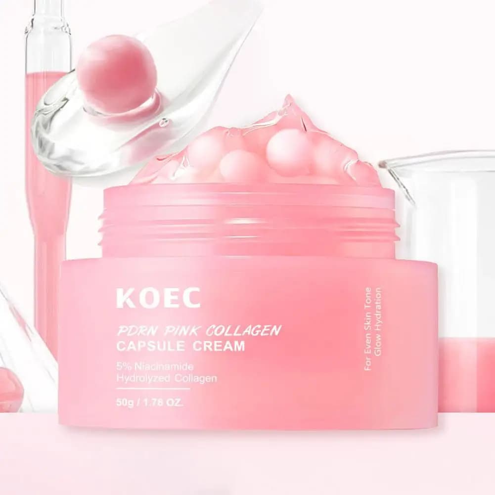 Crème de capsules de collagène rose 5% Niacinamide collagène hydrolysé crème de gelée hydratante en profondeur hydratant dodu, soin nourrissant pour la peau