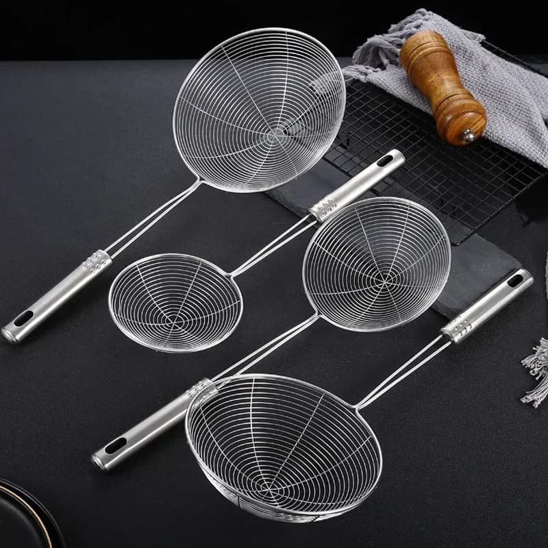1PC acier inoxydable crépine louche écumoire ovale maille Fine Pot d'huile crépines maison cuisine outils