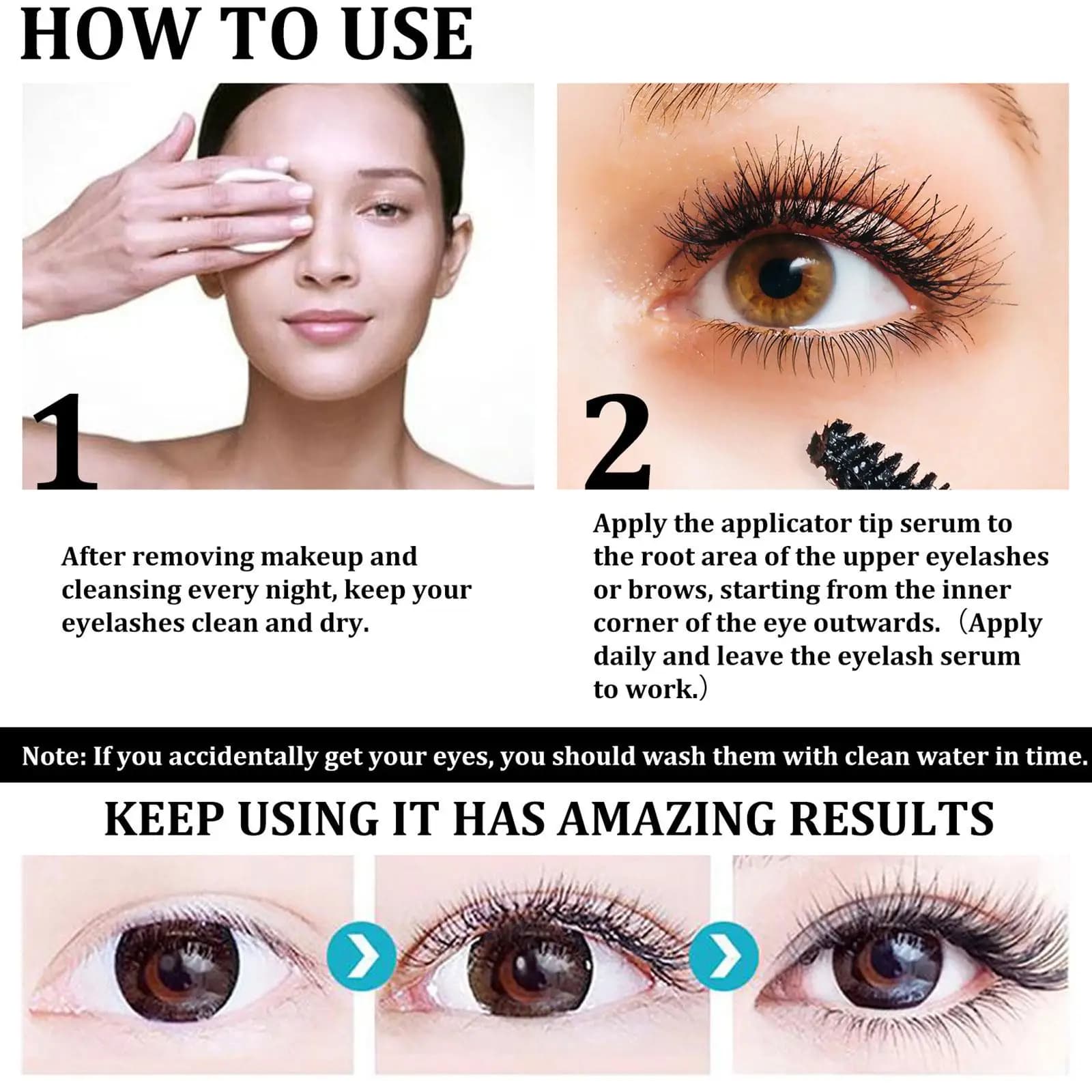 Sérum Liquide Naturel pour la Croissance des Sourcils et des Cils, Épaississant, Allongeant et Courbant, à l'Huile de Ricin, Produit de Maquillage Féminin