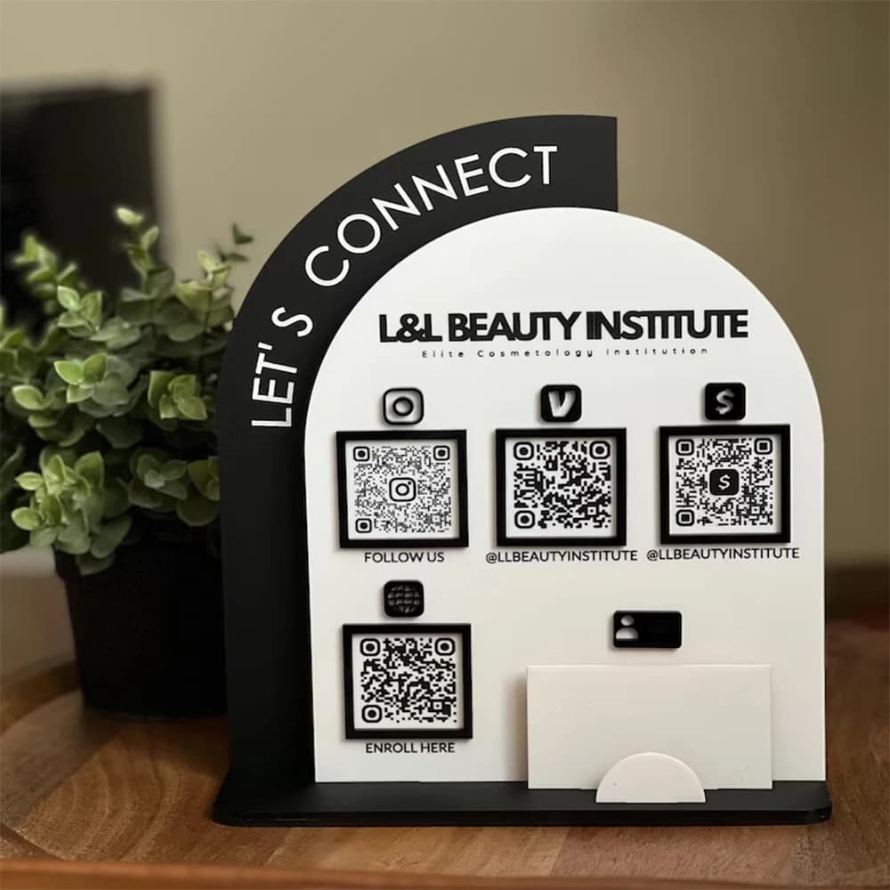 Panneau de paiement de code QR en acrylique personnalisé avec base