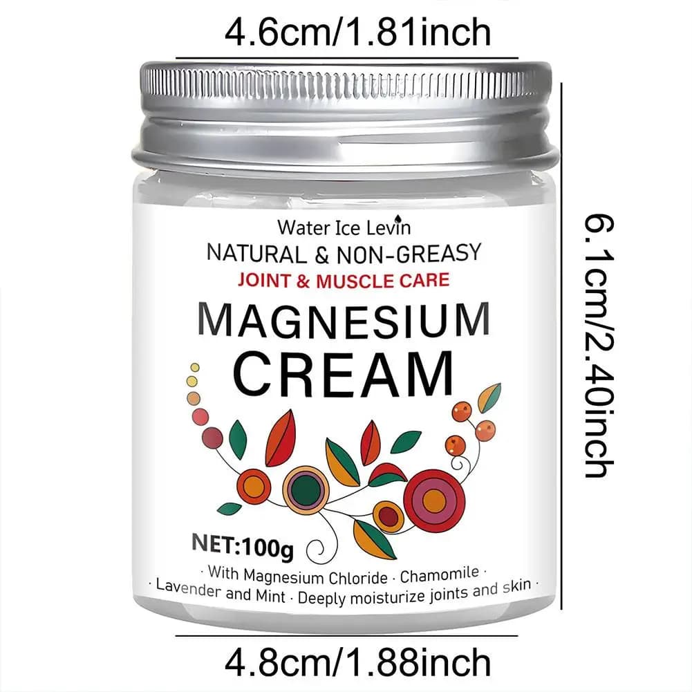 Crème non grasse 100g au magnésium pour les articulations et les muscles, nourrit/hydrate, usage quotidien, améliore l'élasticité de la peau, camomille, lavande