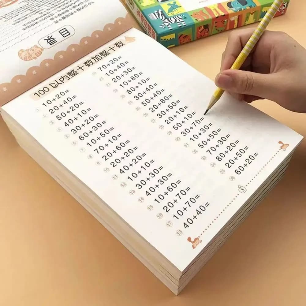 Livres d'exercices d'arithmétiques d'addition et de soustraction de 64 pages, calcul rapide 10 à 100, livres d'arithmétiques mathématiques, formation en mathématiques