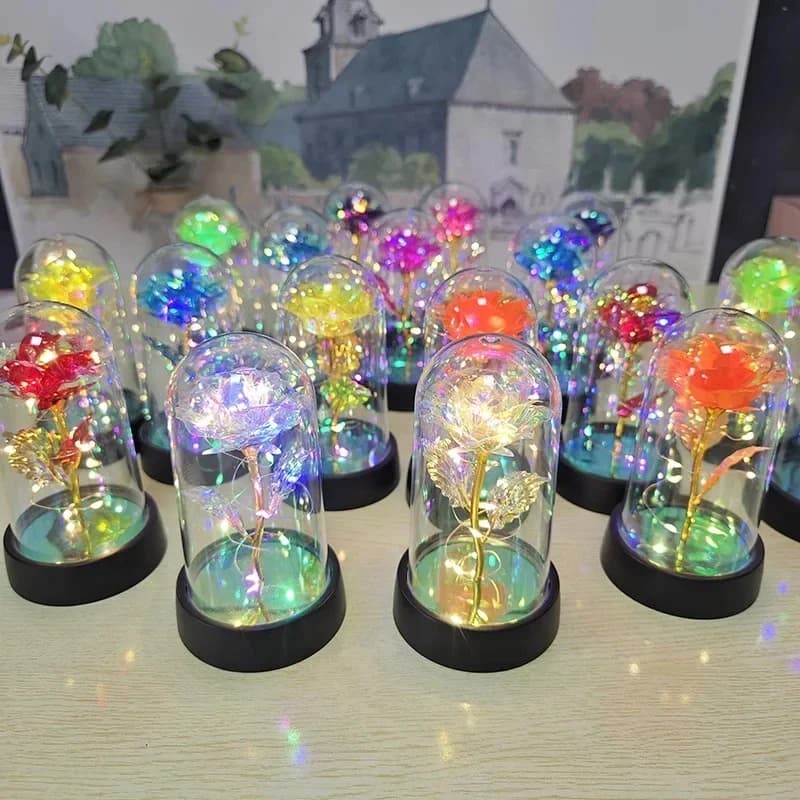 Roses artificielles, cadeau de saint valentin pour petite amie, Rose éternelle, feuille lumineuse LED, décoration de mariage, cadeaux de noël
