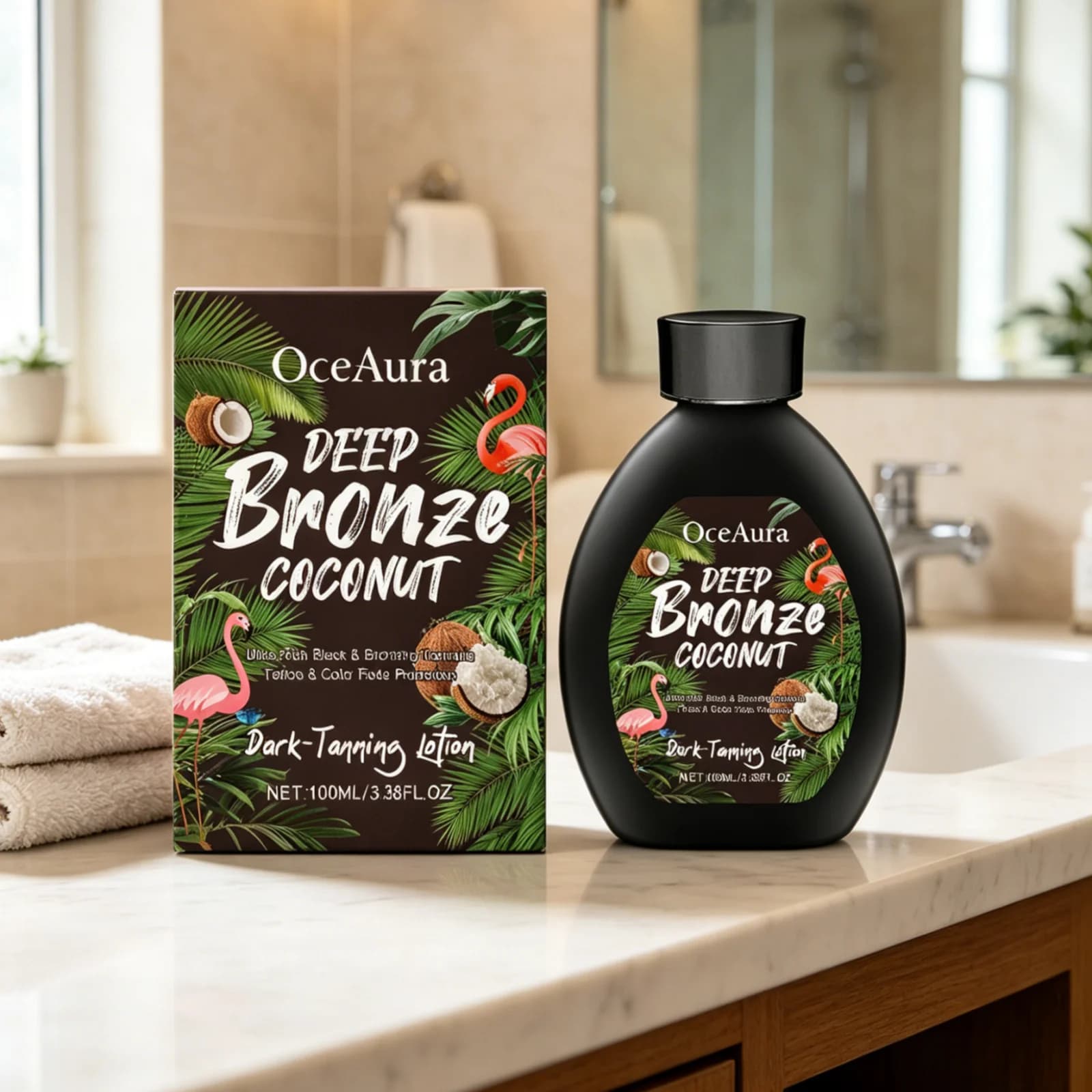 Crème bronzante à la noix de coco OceAura, bronzage intense, peau éclatante, lissage de la peau, uniformisation du teint, hydratation intense, lotion bronzante naturelle 100 ml