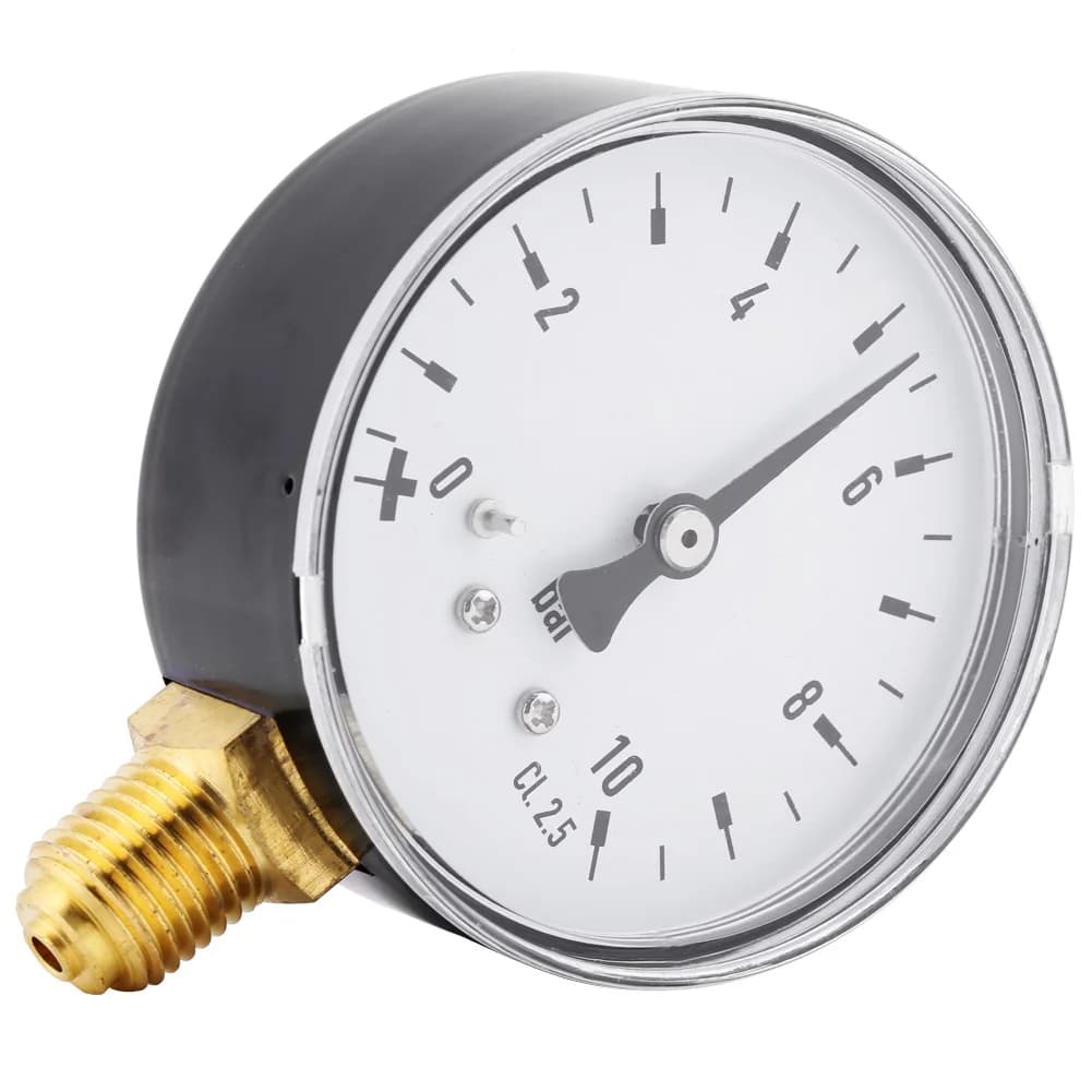 Manomètre Air Oil Manomètre d'eau 1/4 pouces NPT 0-10 Bar Manomètre à montage latéral Manomètre de pression d'eau Manomètre de pression d'air