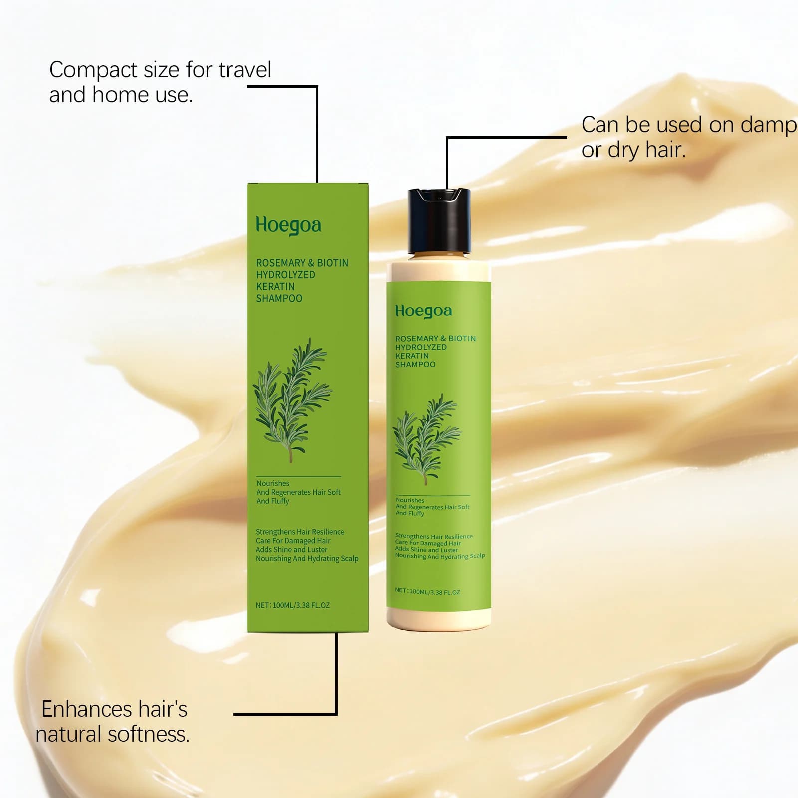 Shampoo au romarin pour le contrôle du sébum, épaississant, réparateur pour cheveux secs, crépus et abîmés, volumisant, rafraîchissant, lissant, hydratant et nettoyant le cuir chevelu