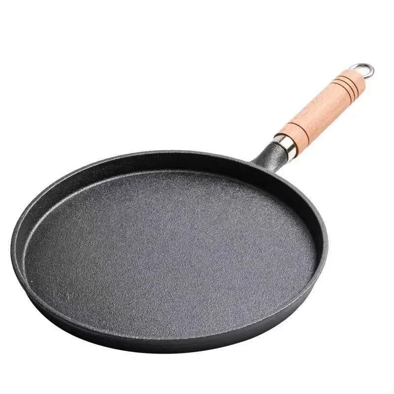 Poêle à frire en fonte non revêtue, plaque multi-usages antiadhésive pour crêpes, Pizza, poêle, outil de cuisson supérieur, Anti-déversement d'huile