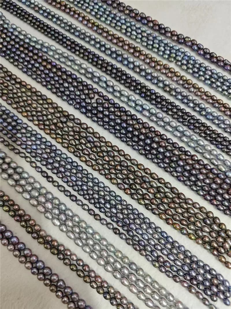 Nouveau Gros différentes tailles naturel culture noir perle d'eau douce grain de riz forme bricolage perles en vrac