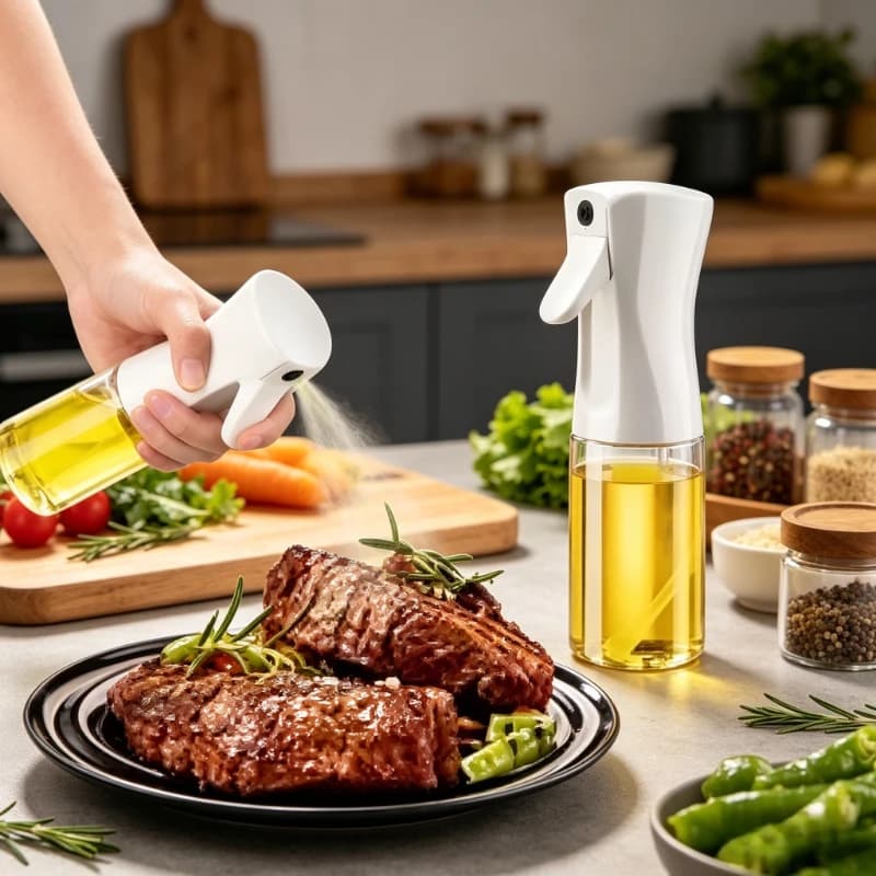 Bouteille pulvérisateur d'huile 200/300/500 ml pour la cuisine, le barbecue, distributeur d'huile d'olive portable, vaporisateur d'huile pour la cuisine, friteuse à air